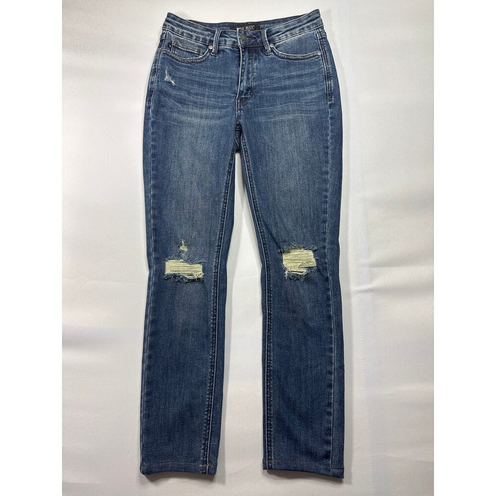 Judy Blue Women's Distressed Skinny Fit Blue Stretch Denim Jeans -3/26 (26x25.5)